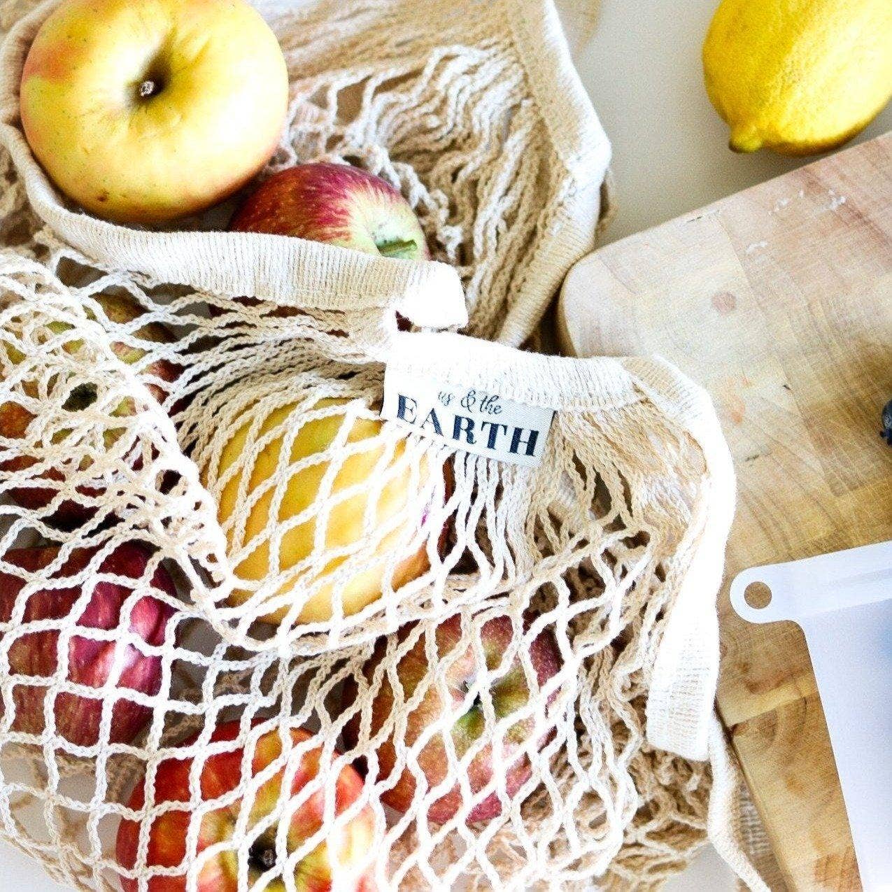 Us and The Earth Reusable Cotton Net Shopping Bag