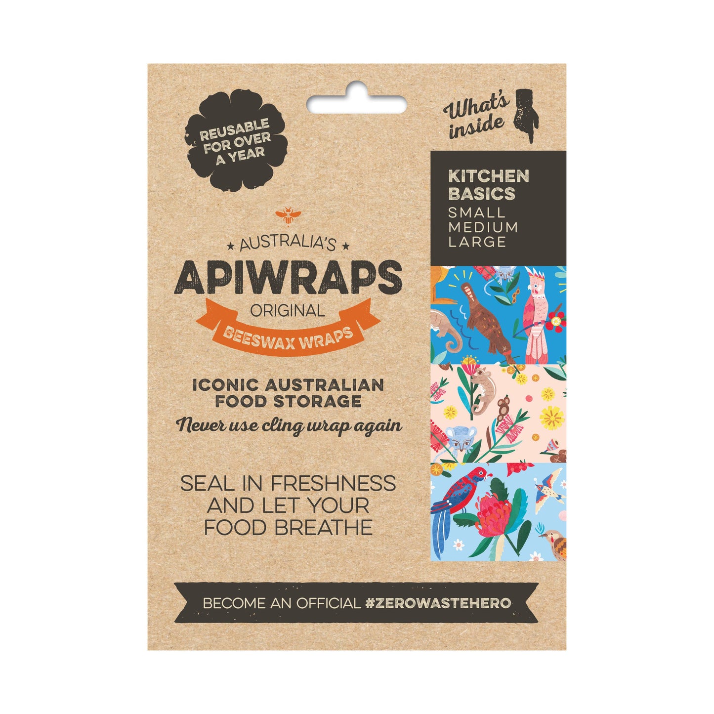 APIWRAPS Kitchen Basics — Beeswax Wrap Pack