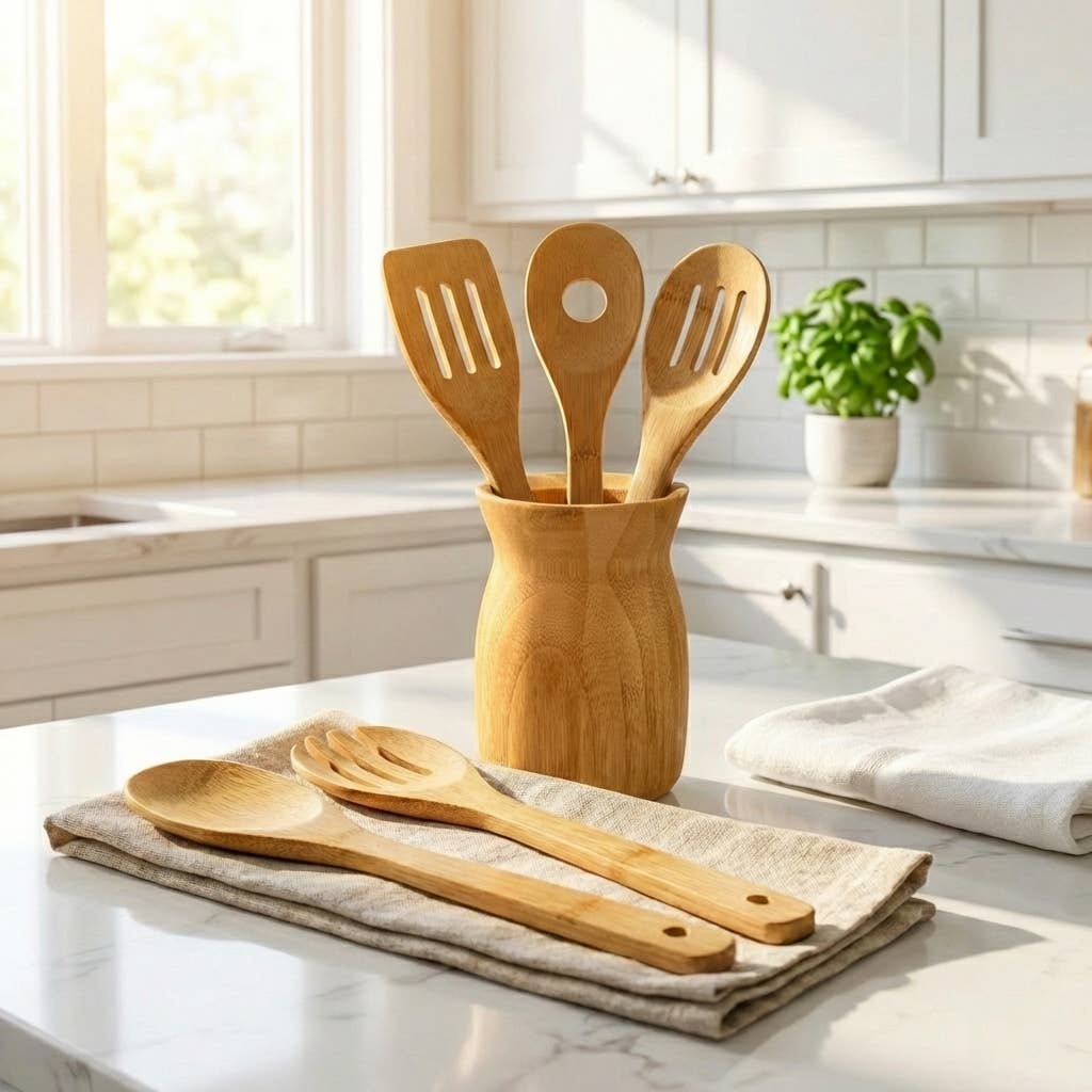 Bamboo Switch Utensil Holder — Bamboo Countertop Caddy