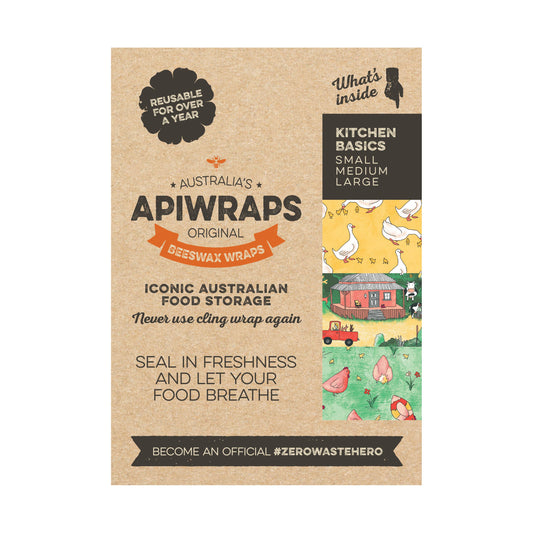 APIWRAPS Kitchen Basics — Beeswax Wrap Pack