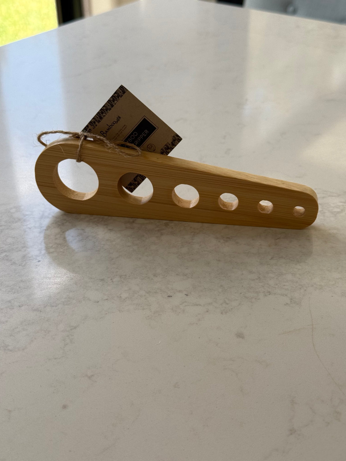 Bamboo herb stripper from the side