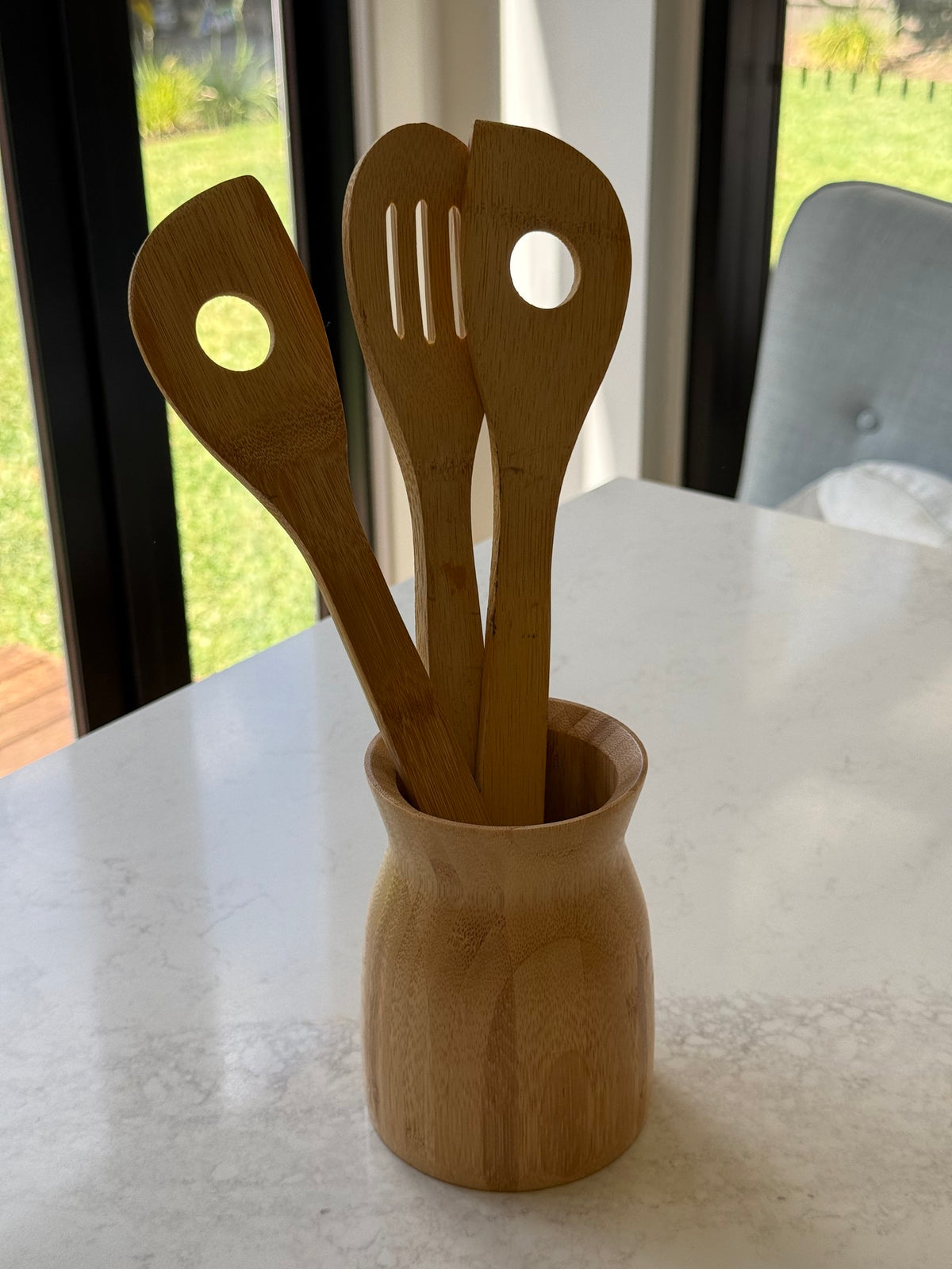 Utensil holder with wooden spoons for styling only, not included
