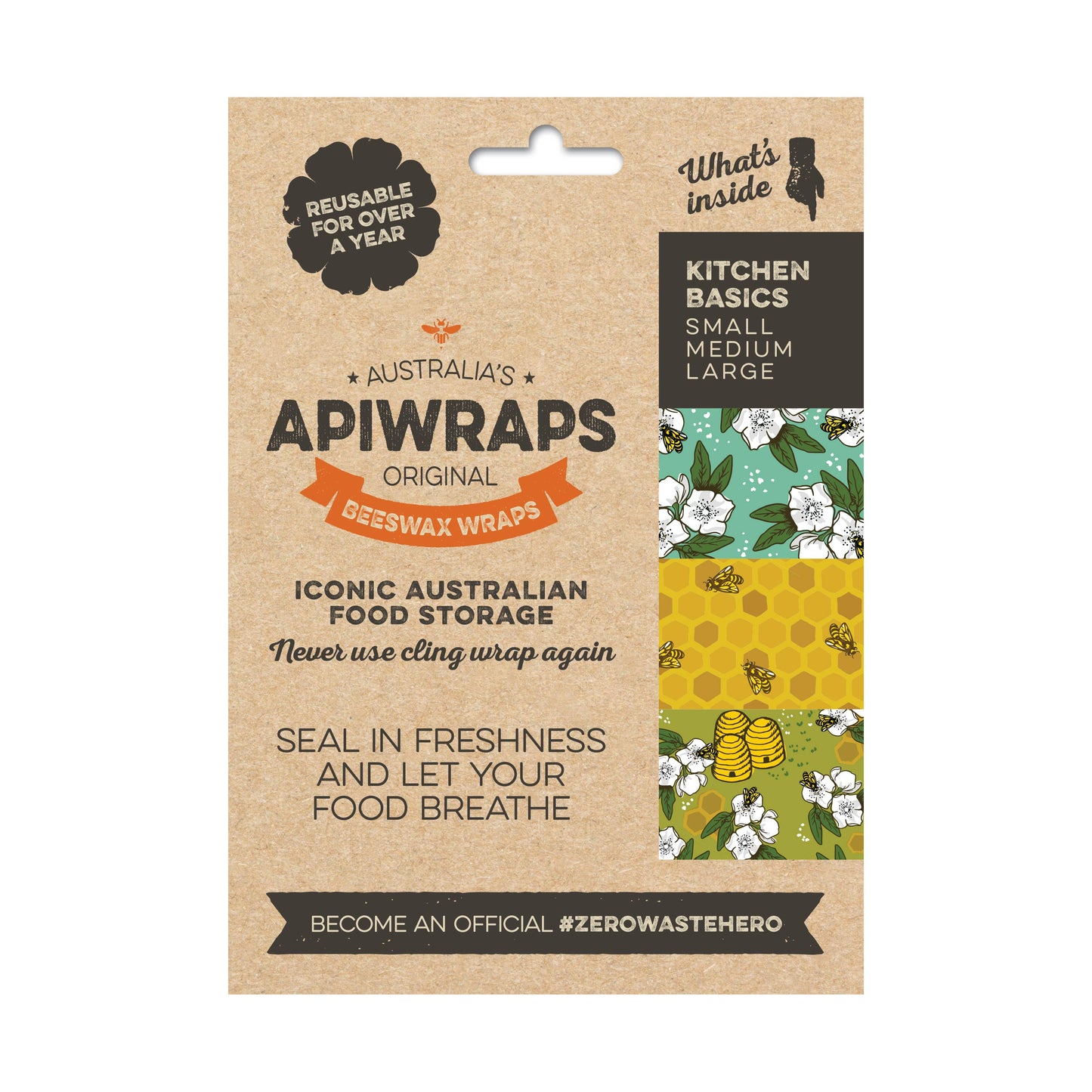 APIWRAPS Kitchen Basics — Beeswax Wrap Pack