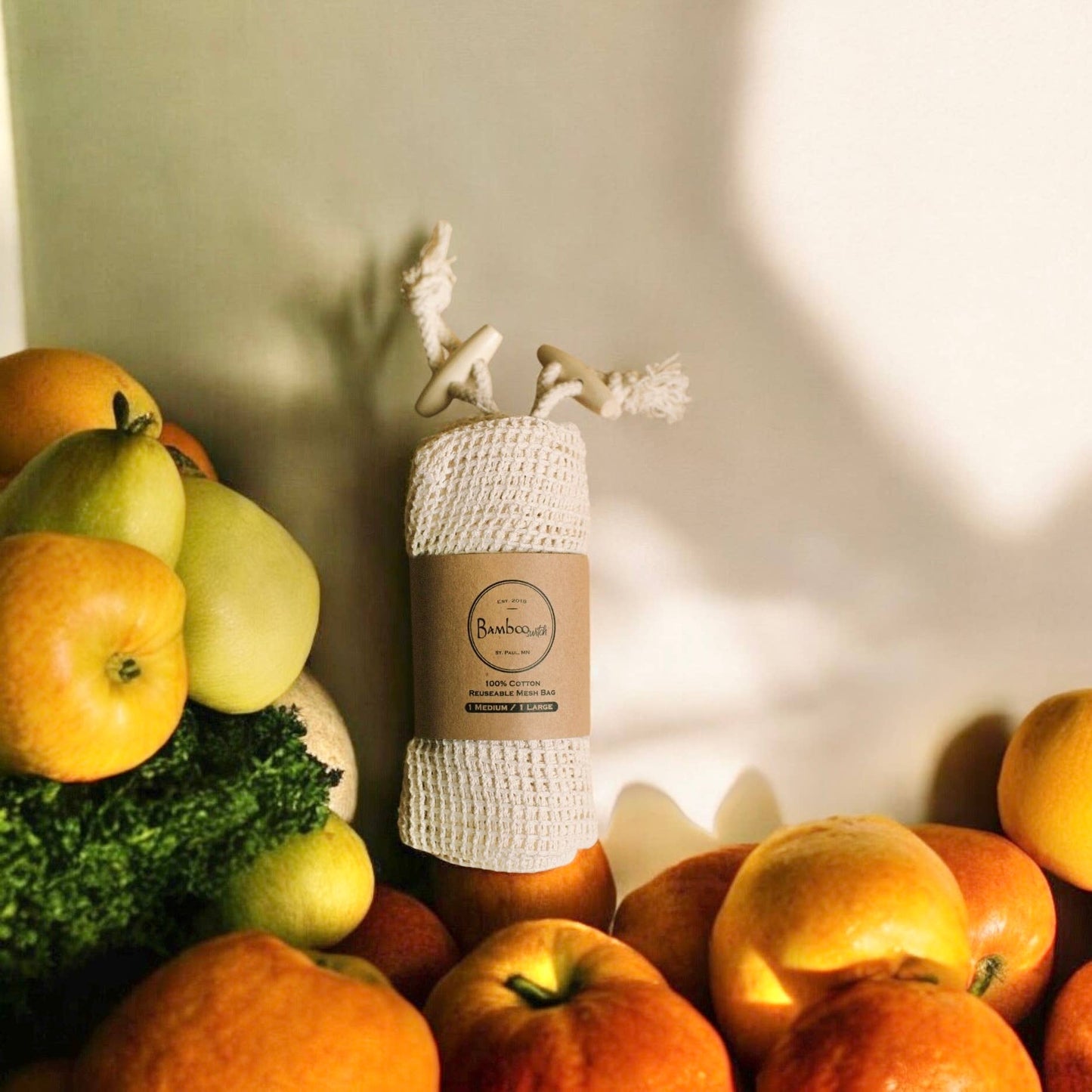 Bamboo Switch Organic Cotton Mesh Produce Bags — Pack of 2