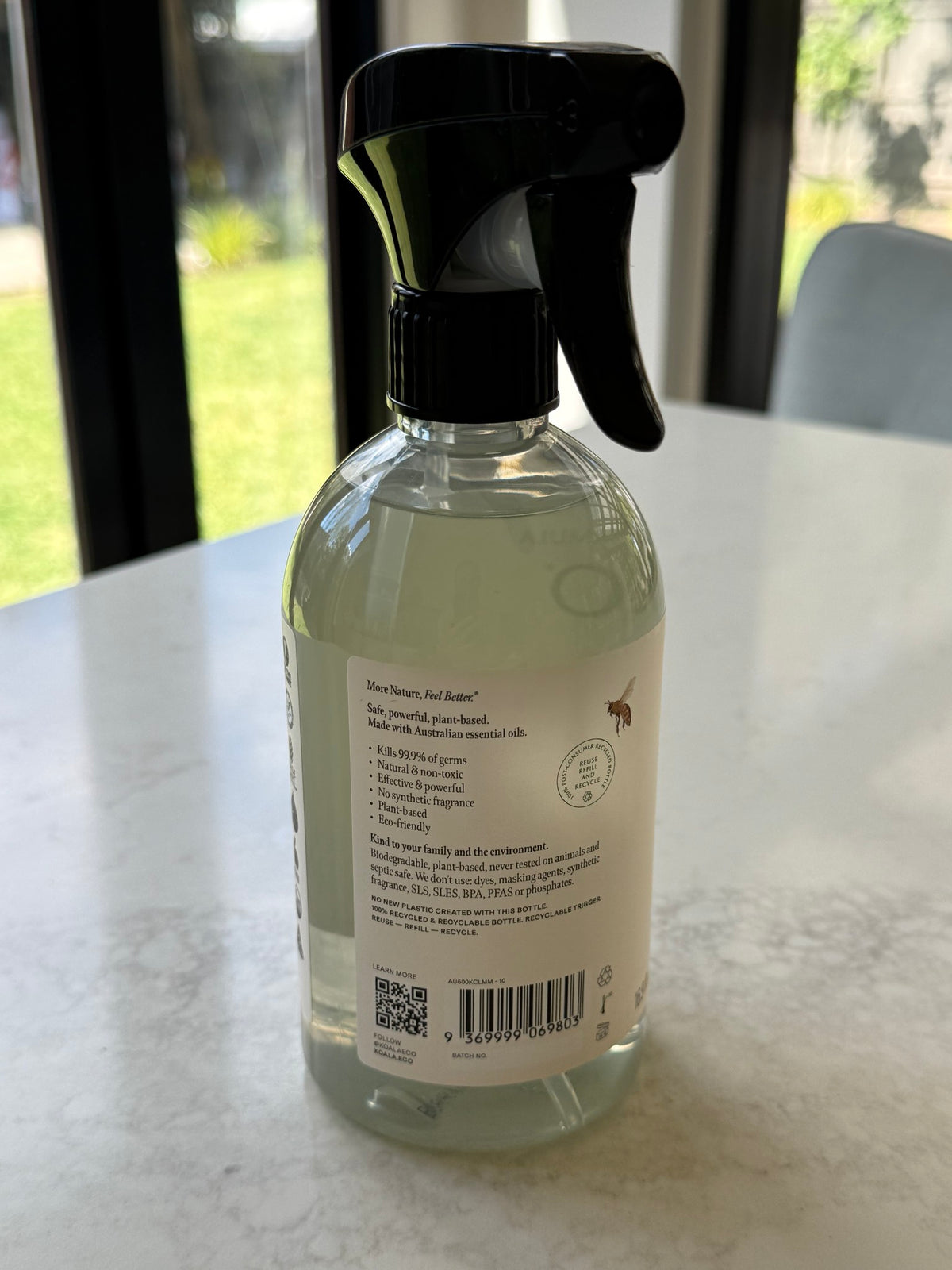 Back of the Koala Eco Kitchen Cleaner bottle